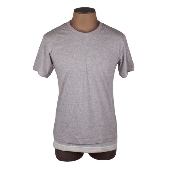 COMME DES GARCONS HOMME PLUS gray cotton white mesh panel short sleeve t-shirt